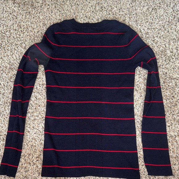 Athleta Navy Sweater with Red Stripes Women’s Small GUC Super Stretchy - Picture 6 of 10